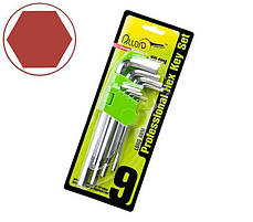 Набір подовжених ключів шестигранних і вигнутих ALLOID НШ-0918 1,5-10 мм (9 предметів)