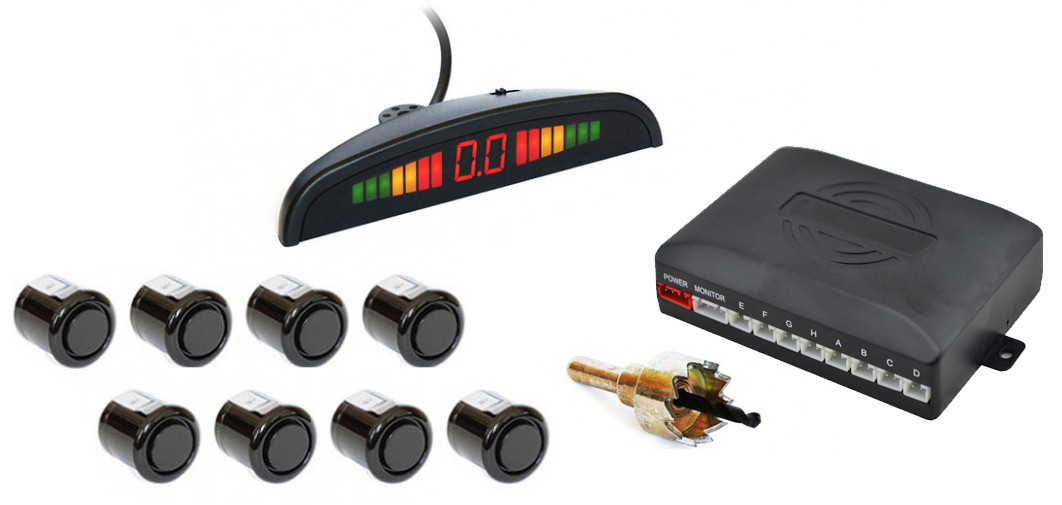 Парктронік автомобільний UKC на 8 датчиків + LCD монітор (чорні датчики) (4904)
