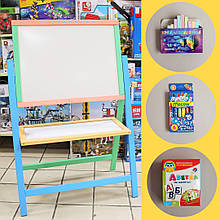 Мольберт крутяшка двосторонній пофарбований магнітний для малювання крейдою та маркерами для дітей