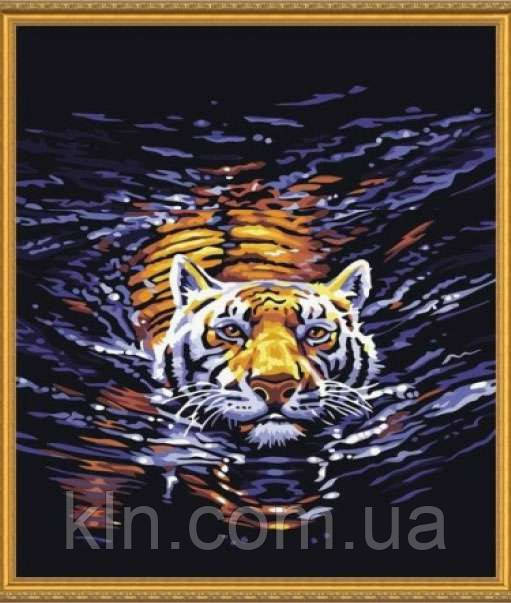 Картина за номерами Menglei Тигр у воді MG308 40 х 50 см, фото 1