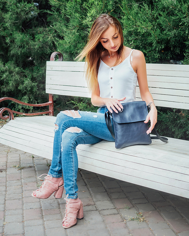 Шкіряна сумка унісекс модель 8 флотар, фото 1