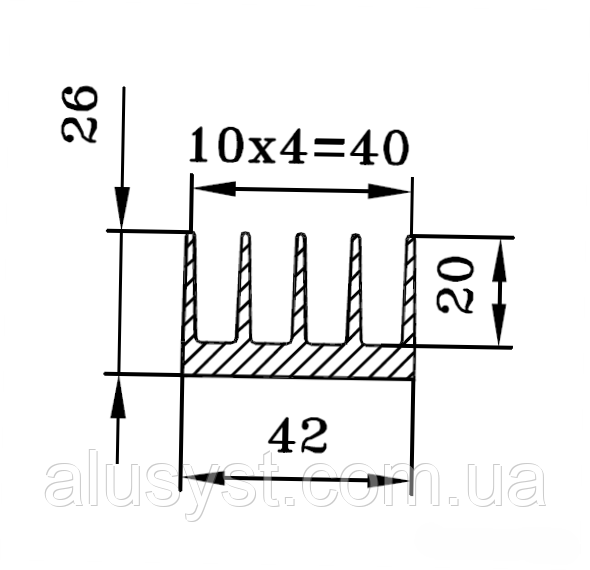 42x26  / 1 метр / Радіаторний профіль
