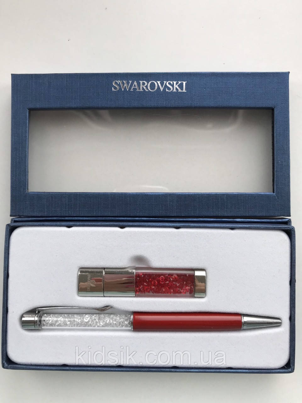 Набір флешка USB Swarovski і ручка з кристалами в подарунковій упаковці.