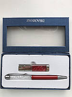 Набор флешка USB Swarovski и ручка с кристаллами в подарочной упаковке.