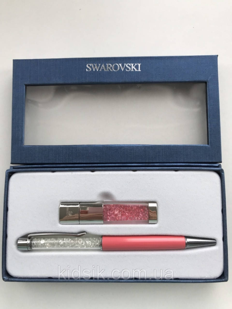 Набір флешка USB Swarovski і ручка з кристалами в подарунковій упаковці.