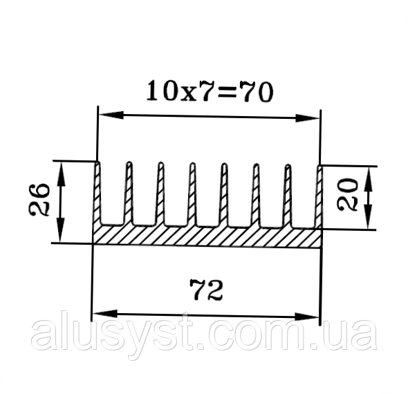 72x26  / 1 метр / Радіаторний профіль