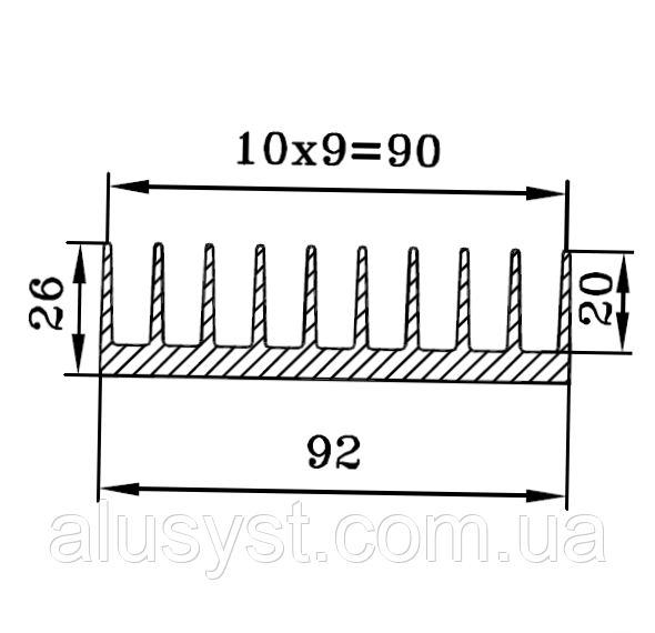 92x26 / 1 метр / Радіаторний профіль, фото 1