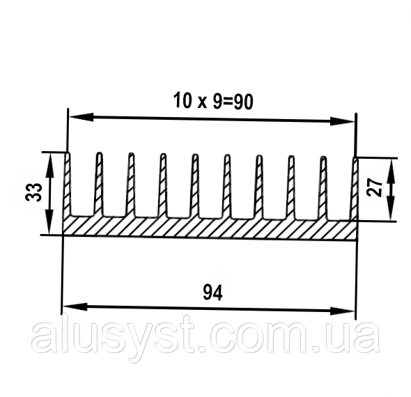 94х33 / 1 метр / Радіаторний профіль, фото 1