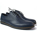 Туфлі сині шкіряні броги чоловіче взуття великих розмірів Rosso Avangard Felicete Breakage Lether Blu BS, фото 2