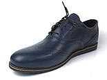 Туфлі сині шкіряні броги чоловіче взуття великих розмірів Rosso Avangard Felicete Breakage Lether Blu BS, фото 5
