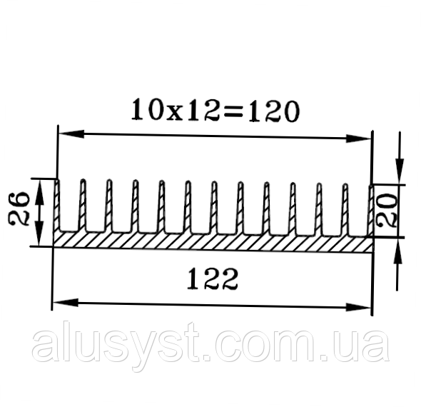 122x26  / 30 см / Радіаторний профіль, фото 1