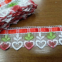 Мереживо для оздоблення М-36 з червоною стрічкою