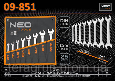 Набір ріжкових ключів 8шт, 6-22мм., NEO 09-851, фото 2