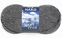 Nako SPORT WOOL ( Спорт Вул ) № 193 темно-серый (Шерстяная пряжа с акрилом, нитки для вязания)