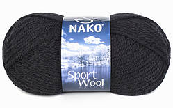 Nako SPORT WOOL ( Спорт Вул ) № 217 чорний (Вовняна пряжа з акрилом, нитки для в'язання)