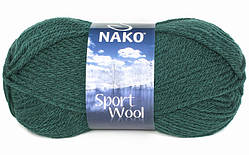 Nako SPORT WOOL ( Спорт Вул ) № 1873 пляшково-зелений (Вовняна пряжа з акрилом, нитки для в'язання)
