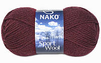 Nako SPORT WOOL ( Спорт Вул ) № 3718 темно-бордовый (Шерстяная пряжа с акрилом, нитки для вязания)