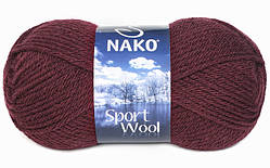 Nako SPORT WOOL ( Спорт Вул ) № 3718 темно-бордовий (Вовняна пряжа з акрилом, нитки для в'язання)