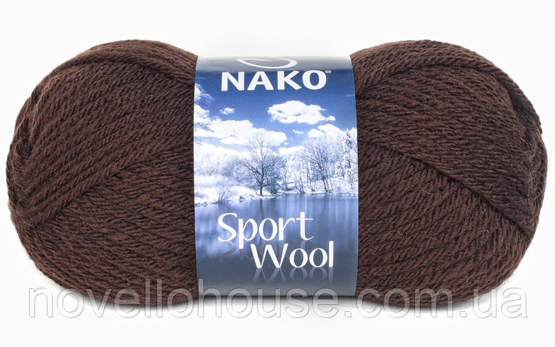 Nako SPORT WOOL ( Спорт Вул ) №4987 шоколад (Вовняна пряжа з акрилом, нитки для в'язання)