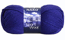 Nako SPORT WOOL ( Спорт Вул ) № 10472 волошка (Вовняна пряжа з акрилом, нитки для в'язання)