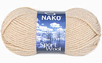 Nako SPORT WOOL ( Спорт Вул ) № 23116 бежевый песок (Шерстяная пряжа с акрилом, нитки для вязания)