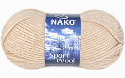 Nako SPORT WOOL ( Спорт Вул ) № 23116 бежевий пісок (Вовняна пряжа з акрилом, нитки для в'язання)