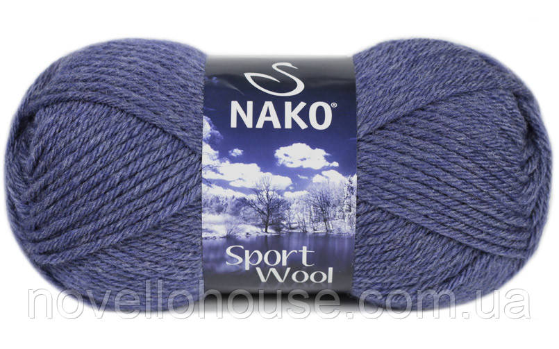 Nako SPORT WOOL ( Спорт Вул ) № 23162 джинс меланж (Вовняна пряжа з акрилом, нитки для в'язання)