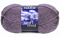 Nako SPORT WOOL ( Спорт Вул ) № 23331 сливовый меланж (Шерстяная пряжа с акрилом, нитки для вязания)