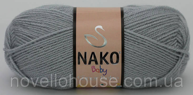 Nako BABY SUPER BEBE (Бейбі супер бебе) № 4895 сірий ( Пряжа 100% акрил, нитки для в'язання)