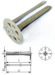 Дюбель для теплоізоляції 10х100/цвях пласт. 100шт/уп