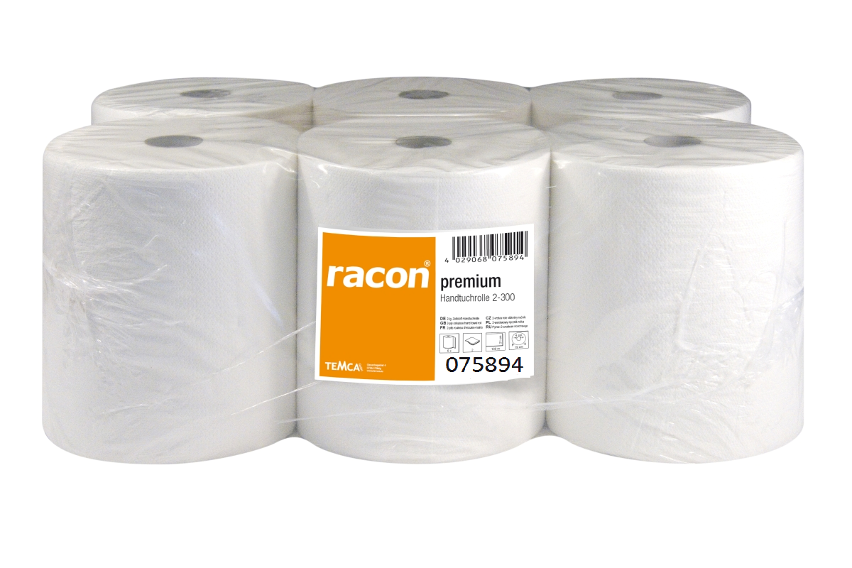 Рушники паперові в рулоні TEMCA Racon Premium 2-х слойні, 20,3 см х 300м