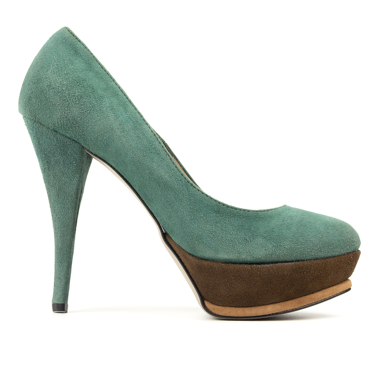 Туфлі на високому каблуці жіночі Woman's heel бірюзові з натуральної замші, фото 1