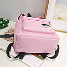 Рюкзак молодіжний із брелоком помпоном рожевий., фото 3