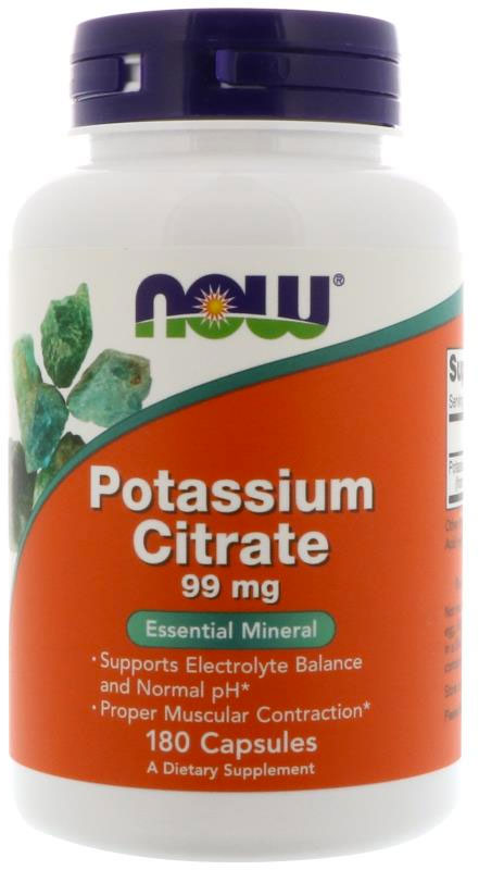 Цитрат калію Now Foods Potassium citrate 99 mg 180 caps, фото 1