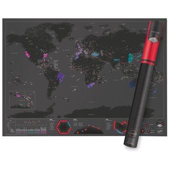 Скретч карта світу в тубусі Scratch My Map чорна з червоним