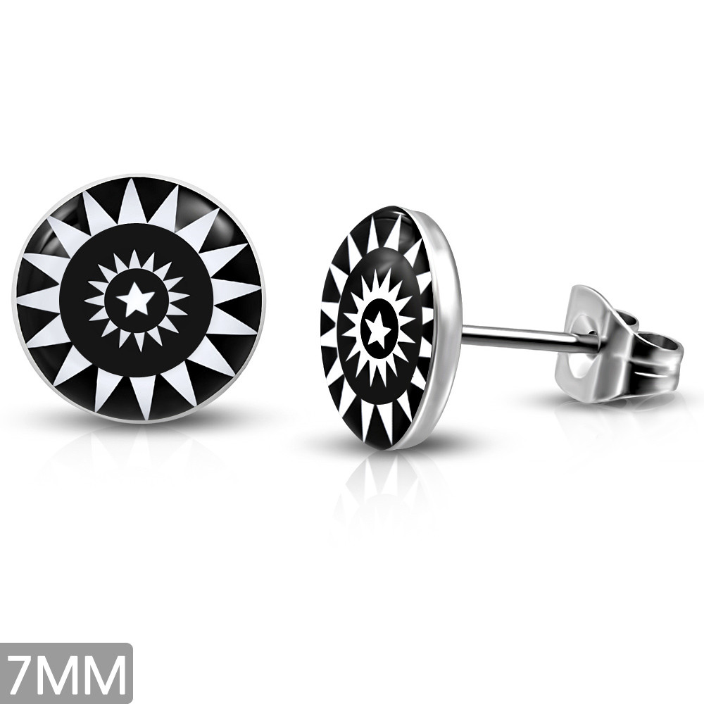 Сережки з медичної сталі «Black and White»
