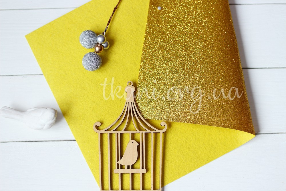 Фетр жорсткий з глітером для рукоділля і творчості різні розміри, золотий, фото 1