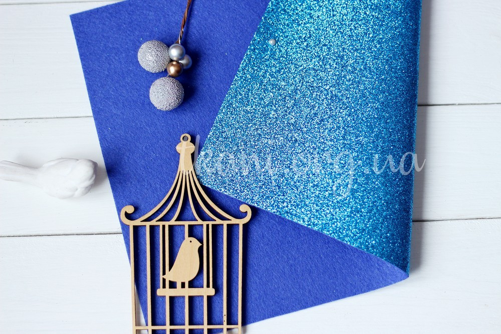 Фетр жорсткий з глітером для рукоділля і творчості різні розміри, синій, фото 1