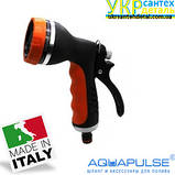 Пістолет для шланга 8-функціональний металевий прорезинений Aquapulse насадка на полив, фото 2