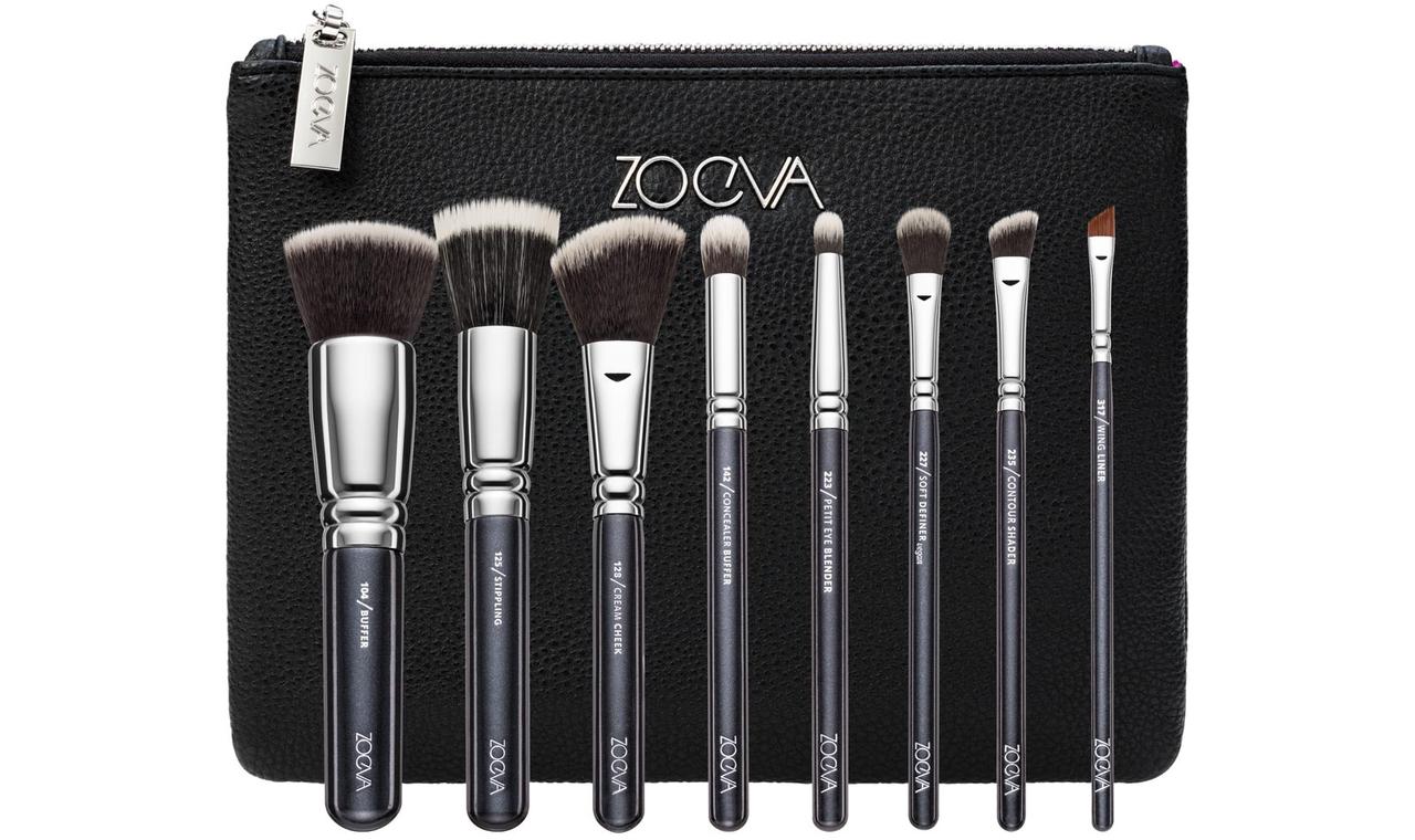 Набор ZOEVA Vegan Brush Set Makeup Brush Set 8 Makeup brushes + clutch - фото 1 - id-p924982221