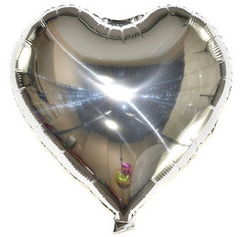 Куля фольгована серце СРІБЛО, 4 дюйма (12 см)