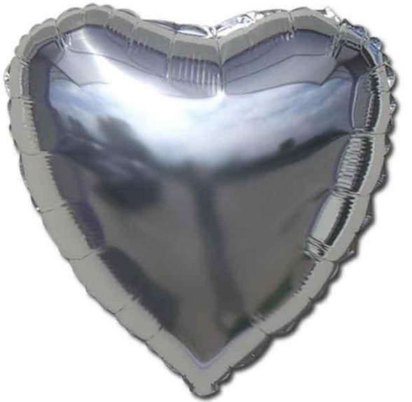 Куля фольгована серце СРІБЛО, 18 дюймів (44 см)