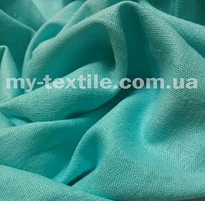 Лляна тканина однотон натуральна бавовна з віскозою 140 см Бірюза