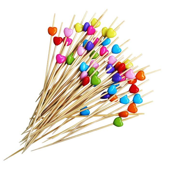 Шпажка дерев'яна для канапе із серцем L 120 мм (уп 50 шт.), фото 1