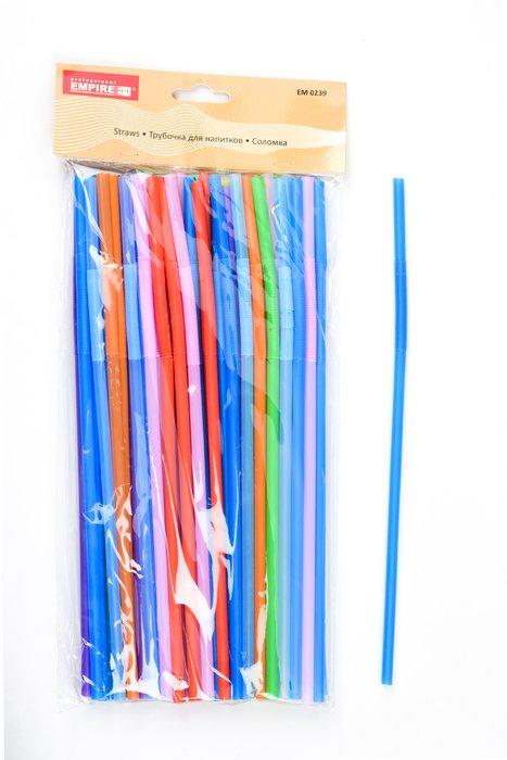 Трубочка пластикова з вигином різних кольорів L 260 мм (уп 50 шт.), фото 1