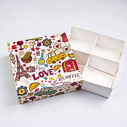 Коробка-пенал універсальна для цукерок, печива, зефіру, мілований картон Париж