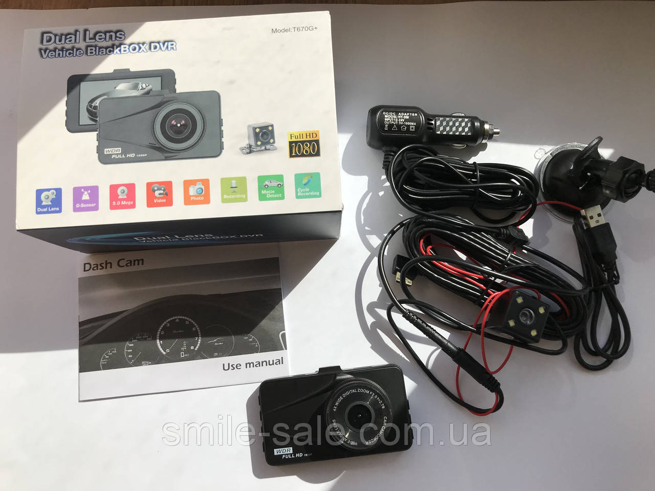 Автомобильный Видеорегистратор Full HD DVR T670G+ на 2 камеры 1080P HDMI - фото 3 - id-p925470189