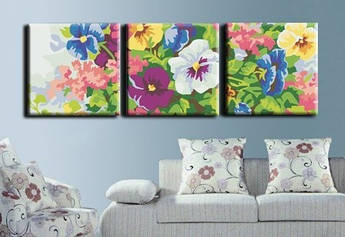 Картина за номерами Menglei Триптих. Анюти-очі MT3002 50 х 150 см