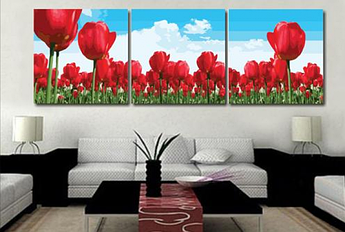 Картина за номерами Menglei Триптих. Тюльпани MT3027 50 х 150 см