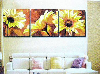 Картина за номерами Menglei Триптих. Жовті гербери MT3028 50 х 150 см